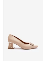 Eleganckie Czółenka Z Ozdobą Laura Messi 2740 Beżowe
