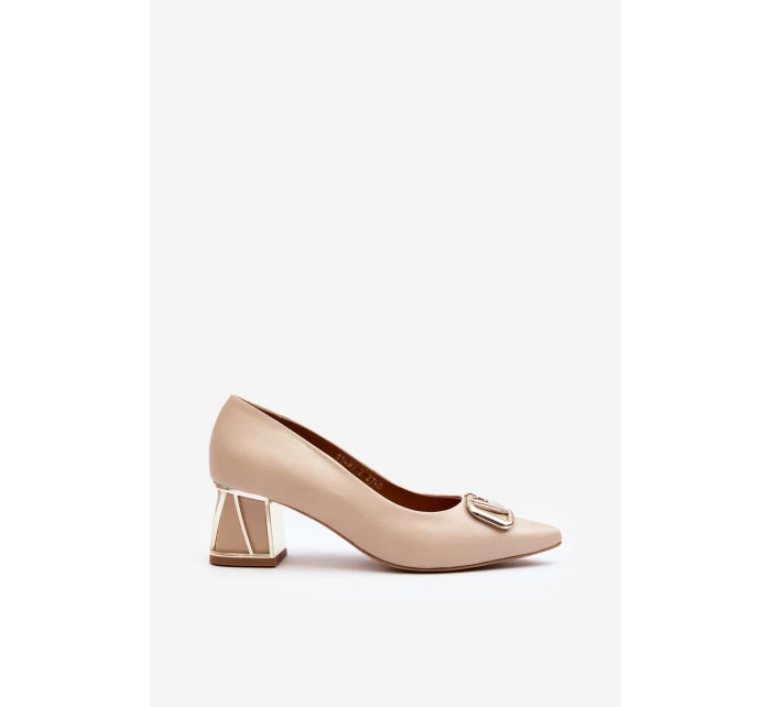 Eleganckie Czółenka Z Ozdobą Laura Messi 2740 Beżowe