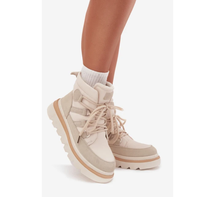 Damskie Botki Trapery Na Platformie Jasnobeżowe Liorae Damskie Botki Trapery Na Platformie Jasnobeżowe Liorae