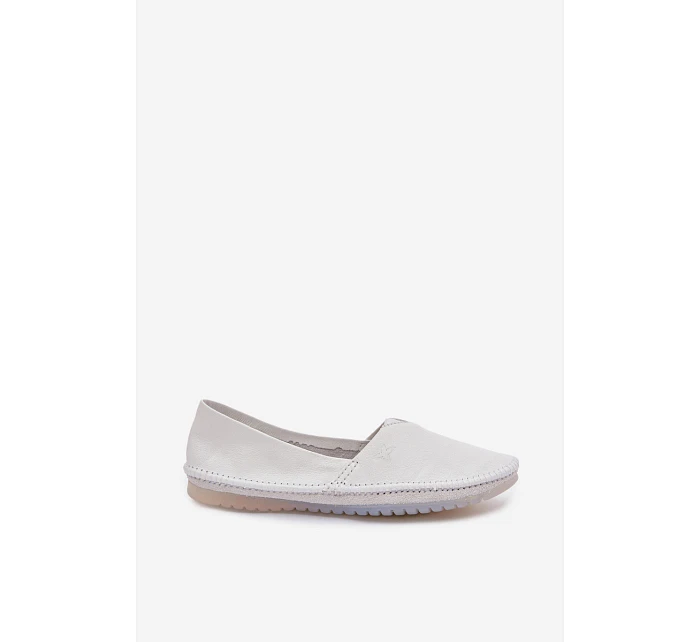 Dámské kožené baleríny model 22100748 Bílá - Maciejka