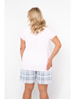 Dámske pyžamo Glamour, krátky rukáv, krátke nohavice - svetlo ružová/potlač
