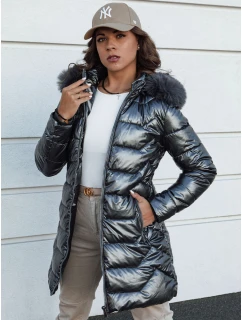 Dámská zimní bunda prošívaná dlouhá s kapucí SHINE šedá Dstreet model 21980126 - FashionStreet