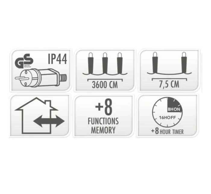 VIANOČNÝ STROMČEK SVETELNÁ REŤAZ 480 VIEDOL ČASOVAČ TEPLÁ BIELA PRIEHĽADNÝ DRÔT