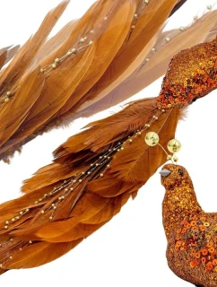 OZDOBNÝ VTÁK NA KLIPE 38CM BRONZ A MEĎ