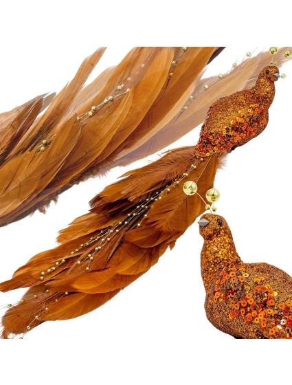 OZDOBNÝ VTÁK NA KLIPE 38CM BRONZ A MEĎ