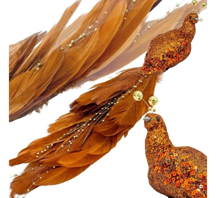 OZDOBNÝ VTÁK NA KLIPE 38CM BRONZ A MEĎ