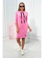 Šaty s viazaným výstrihom ružový Šaty s viazaným výstrihom ružový