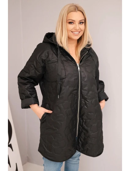 Dámska prešívaná bunda s kapucňou a HOPE Black Dámska prešívaná bunda s kapucňou a HOPE Black
