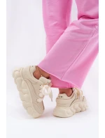 Dámské Kožené Tenisky Na Masivní Platformě model 21692685 Béžové - Goe