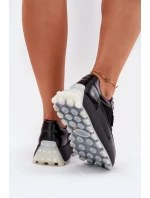 Skórzane Damskie Sneakersy Na Platformie Big Star RR274873 HI-POLY SYSTEM Czarne