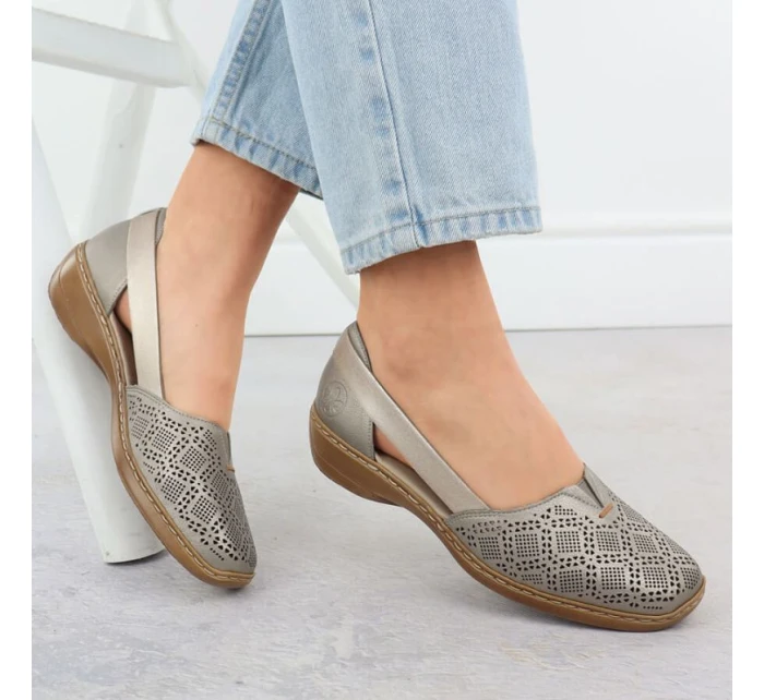 Dámska kožená pohodlná obuv lilac Rieker 41351-90