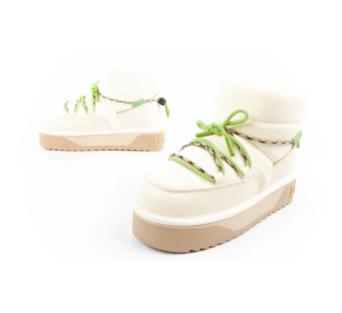 Dámske zimné snehové topánky D.Franklin fashion fur insulated boots beige green women