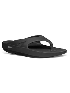 OOFOS 1000BLK 12 párov žabiek/plážových sandálov pre mužov, čierne