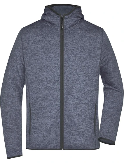 Daiber JN 589 Pánska pletená fleecová bunda s kapucňou 02.0589 denim melange/čierna Daiber JN 589 Pánska pletená fleecová bunda s kapucňou 02.0589 denim melange/čierna