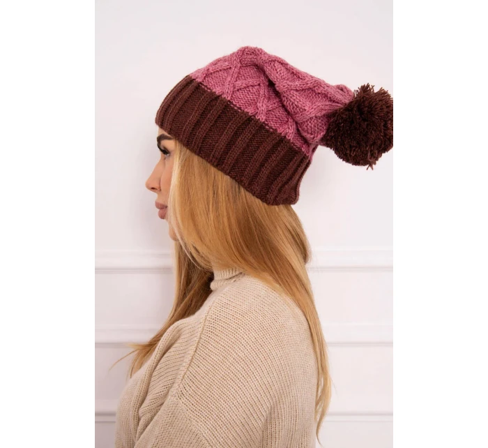 Milano fleecová čiapka K203 tmavo ružová+hnedá