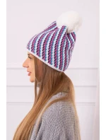 Dámska čiapka s brmbolcom Hanna K328 biela+džínsy