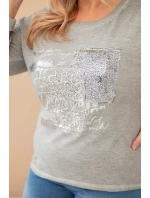 Dámska blúzka s potlačou v nadmernej veľkosti s dlhším chrbtom Khaki