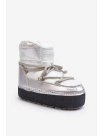 Damskie Śniegowce Z Wiązaniem Srebrne Toolsa Damskie Śniegowce Z Wiązaniem Srebrne Toolsa