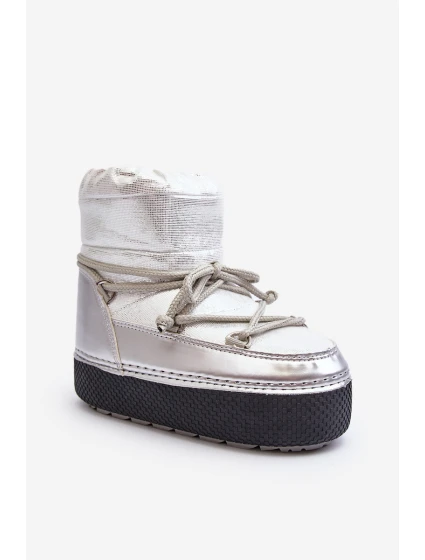 Dámské zimní boty se stříbrným šněrováním model 21644972 - Boto