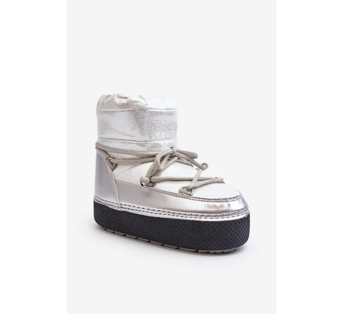 Damskie Śniegowce Z Wiązaniem Srebrne Toolsa Damskie Śniegowce Z Wiązaniem Srebrne Toolsa