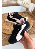 Dětské sportovní boty s přezkou Černo růžové Perrin Dětské sportovní boty s přezkou Černo růžové Perrin