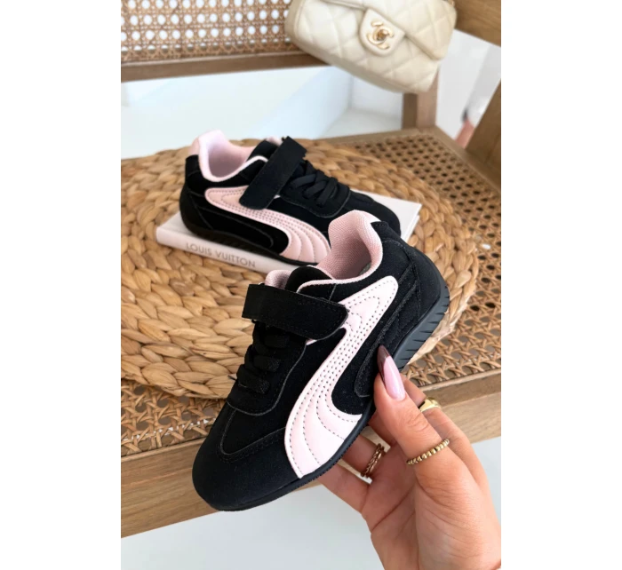 Dětské sportovní boty s přezkou Černo růžové Perrin Dětské sportovní boty s přezkou Černo růžové Perrin