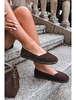Dámské barefoot baleríny z přírodního semiše hnědé Mirelia