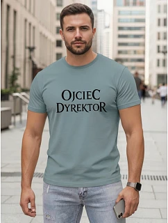 Tshirt męski klasyczny z napisem bawełniany petrol model 22217872 - FashionStreet