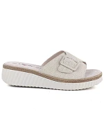 Dámske kožené žabky na platforme béžovej farby S.Barski 7002