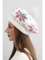 Dámská zimní čepice vlněná s krystaly a vzorem model 21859305 mocca - K-Fashion