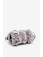 Skórzane Dziecięce Śniegowce Ocieplane Srebrne Leela Skórzane Dziecięce Śniegowce Ocieplane Srebrne Leela