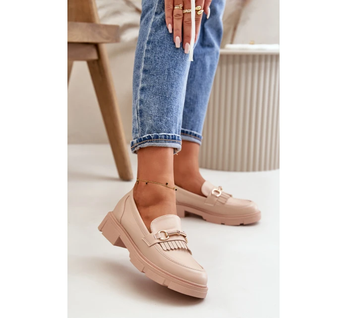 Dámské Mokasíny S Dekorací Eko Kůže Béžové model 21670524 - Boto