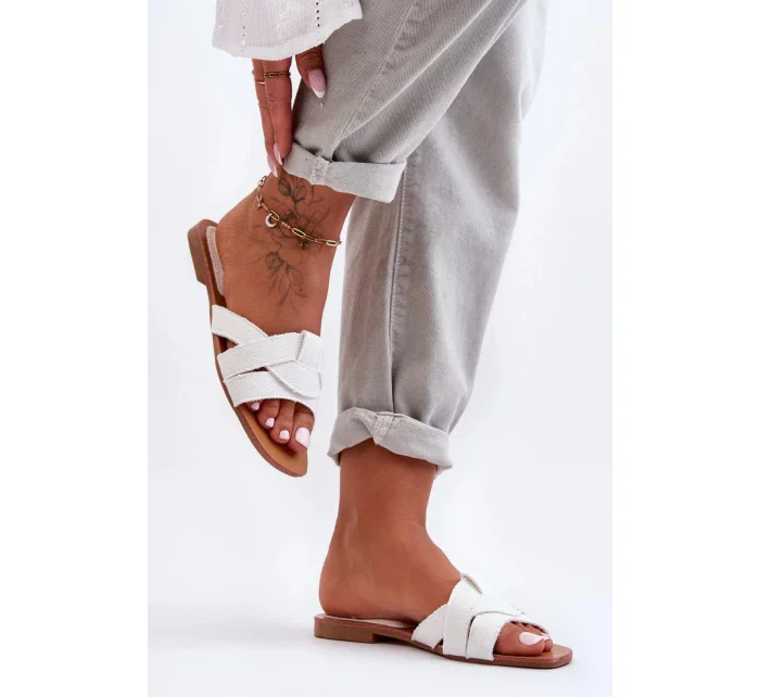 Dámske papuče / žabky W-112 / 183490 White with beige - Joia