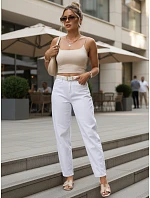 Dámske džínsy s vysokým pásom a opaskom Mom Fit biela FashionStreet UY3054