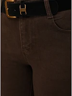 Jeansy damskie dzwony z paskiem z wysokim stanem brązowe FashionStreet UY3109 Jeansy damskie dzwony z paskiem z wysokim stanem brązowe FashionStreet UY3109