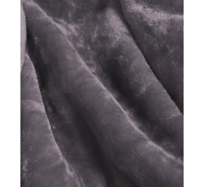 Čierno-šedá dámska nepremokavá bunda s kožušinovou podšívkou (m-933)