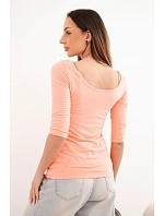 Halenka s kulatým výstřihem lososová