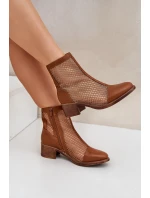 Síťované Dámské Boty Na Podpatku Hnědé model 21683781 - Boto Síťované Dámské Boty Na Podpatku Hnědé model 21683781 - Boto