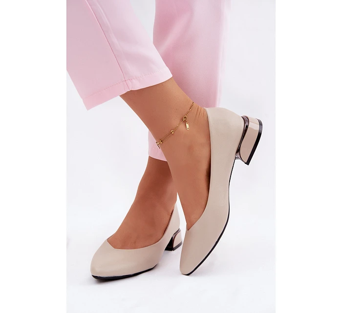 Baleríny Vinceza Béžové na nízkém podpatku