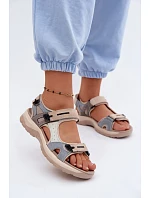 Kožené dámské sandály ve sportovním stylu McKeylor 95414 Béžovo-modré