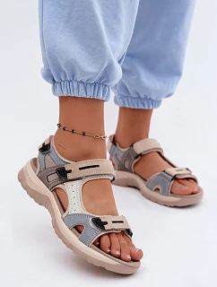 Kožené dámské sandály ve sportovním stylu McKeylor 95414 Béžovo-modré