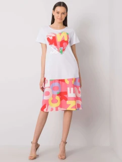 Šaty DHJ SK 13119.26P biela a ružová