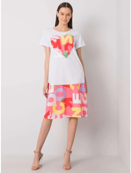 Šaty DHJ SK 13119.26P biela a ružová