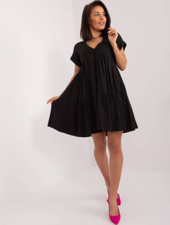 Čierne predĺžené bavlnené šaty (6873)