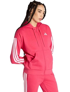 Dámská mikina adidas Essentials 3-Stripes Full-Zip Fleece Hoodie, růžová, KF6272