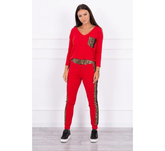 Sada s leopardím potiskem červená