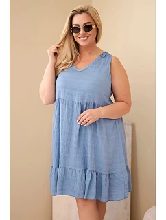 Dámske plus veľkosť viskózové šaty s čipkou bez rukávov Denim