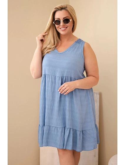 Dámske plus veľkosť viskózové šaty s čipkou bez rukávov Denim