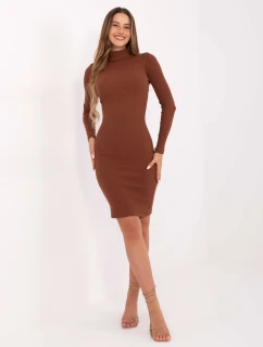 RUE PARIS Hnědé šaty s rolákem