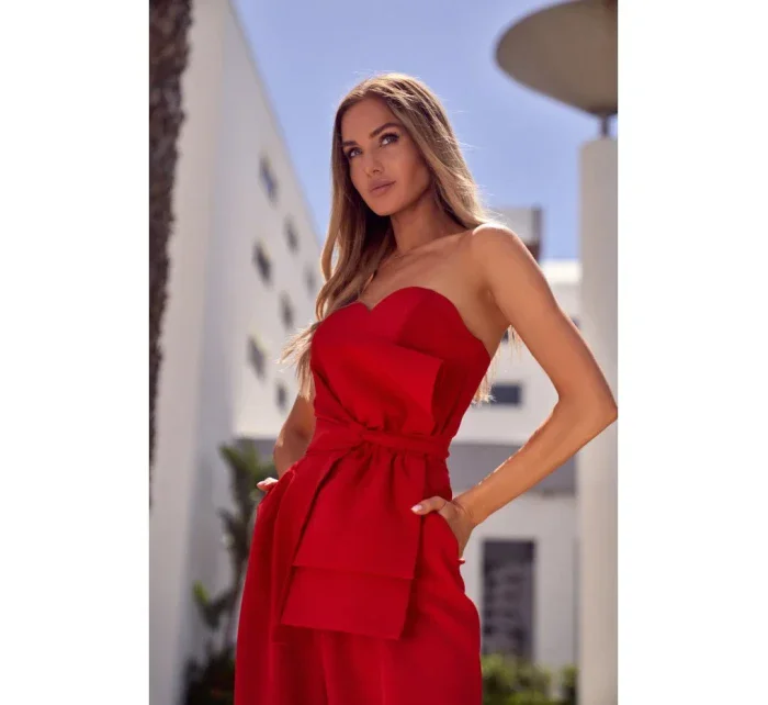 M571 Kombinéza bez ramienok - červená